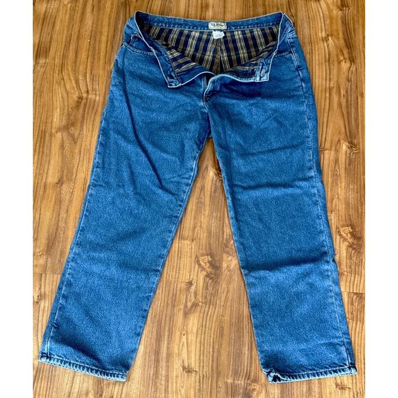 LL Bean Jeans‎ Adult 38x30 Blue Denim Classic Fit Fleece Lined Straight - Picture 1 of 7